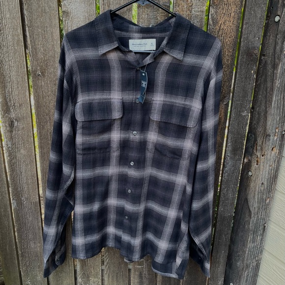 Abercrombie & Fitch Soft A&F Collection Plaid Flannel Button Down Shirt NWT XL - Picture 4 of 13